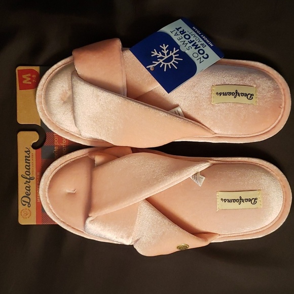 Dearfoams memory foam pale mauve shimmer slippers - Picture 1 of 6